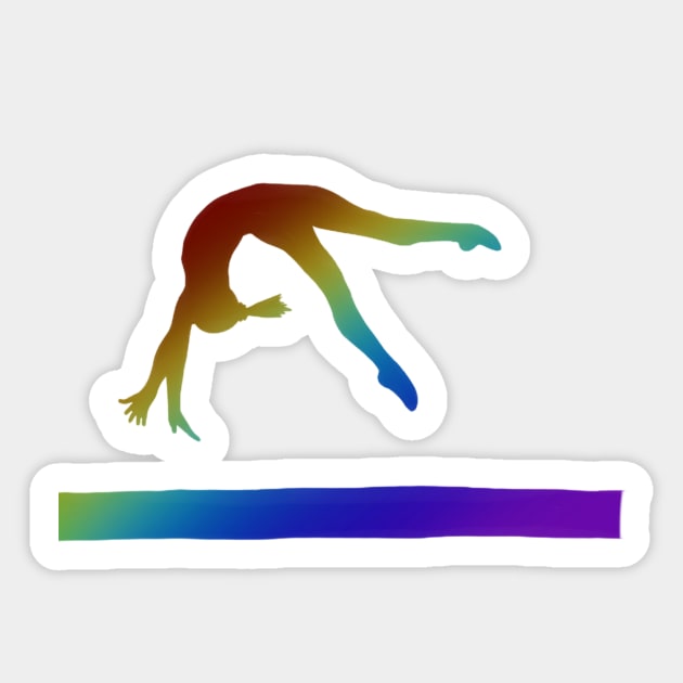 A gymnast doing a back handspring on beam Sticker by artsyreader